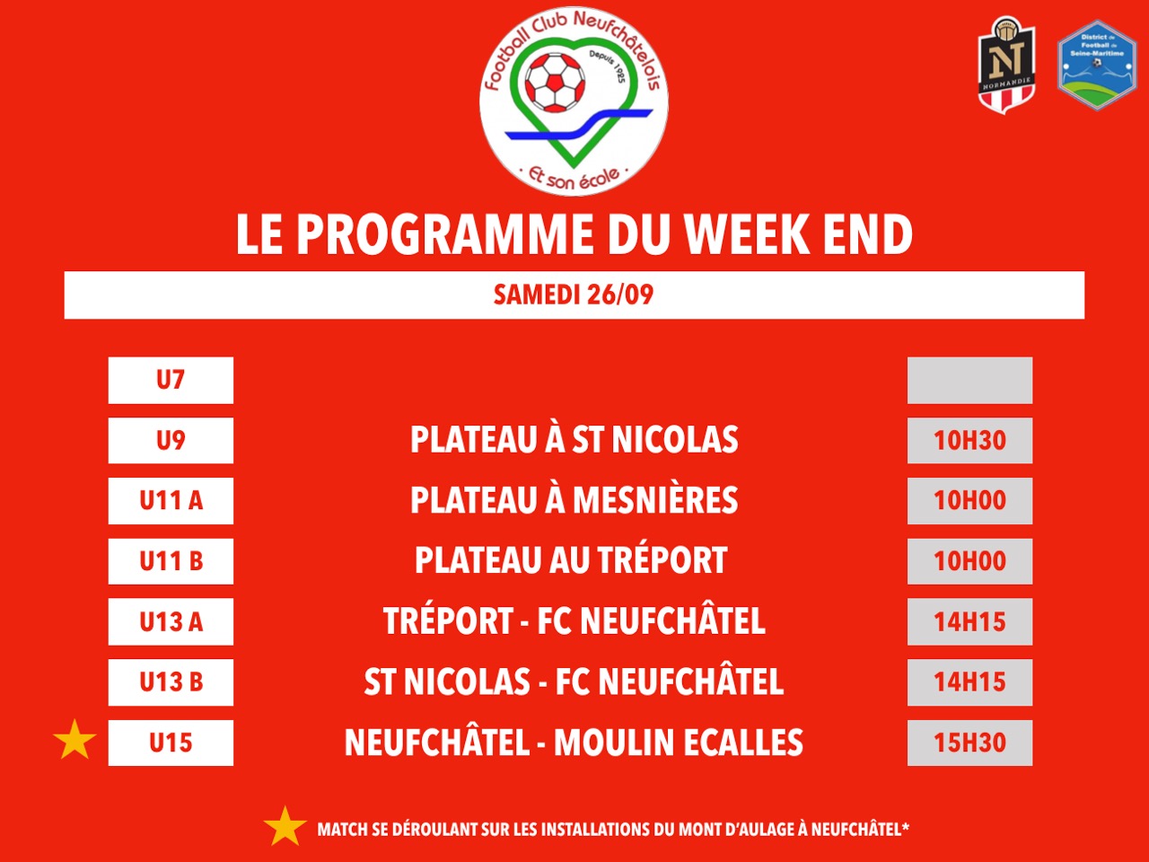 Actualité - Programme Des Matchs Du Week End - Club Football FOOTBALL ...